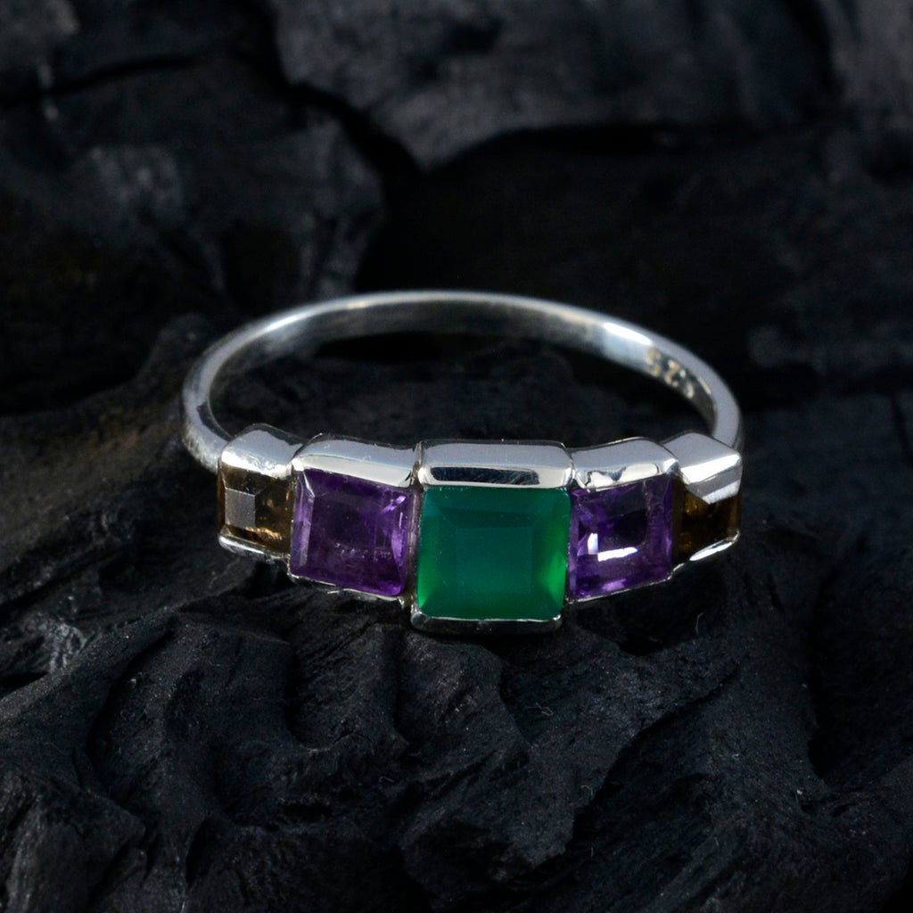 Multi Stone Penta Korean Sterling Silver multicolor Gems Delicate Fairytale Ring Jewellery