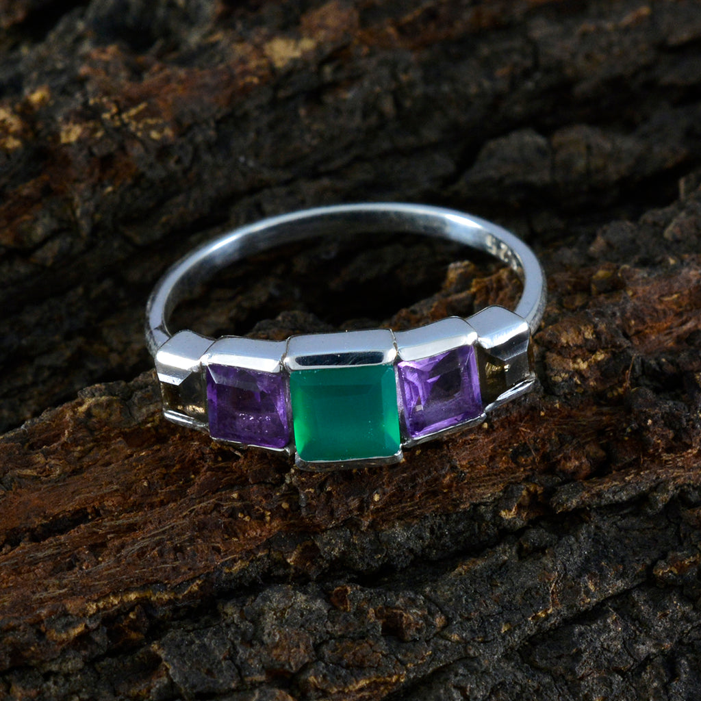 Multi Stone Penta Korean Sterling Silver multicolor Gems Delicate Fairytale Ring Jewellery