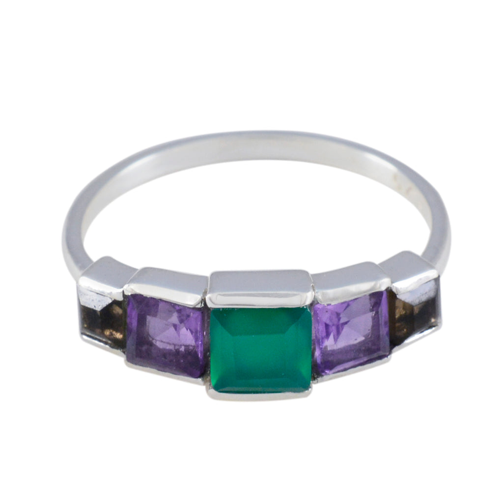 Multi Stone Penta Korean Sterling Silver multicolor Gems Delicate Fairytale Ring Jewellery