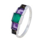 Multi Stone Penta Korean Sterling Silver multicolor Gems Delicate Fairytale Ring Jewellery