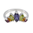 Multi Stone Hepta Japanese 92.5 Silver multicolor Gemstone Dainty crown Ring Jewelry
