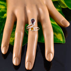 Multi Stone Toi et Moi Indian Silver multicolor Gemstone Tiny Cultural Ring Jewellery