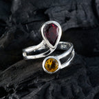 Multi Stone Toi et Moi Indian Silver multicolor Gemstone Tiny Cultural Ring Jewellery
