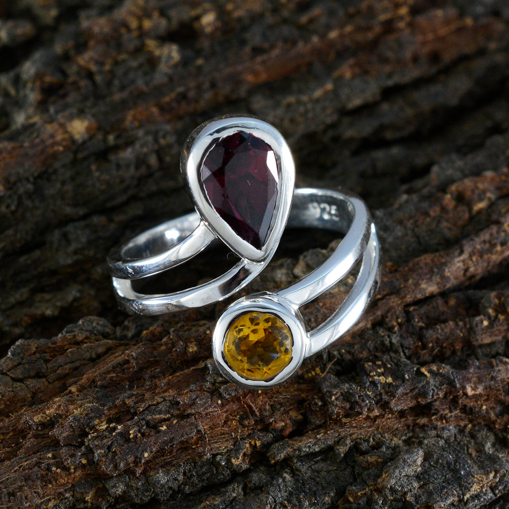 Multi Stone Toi et Moi Indian Silver multicolor Gemstone Tiny Cultural Ring Jewellery