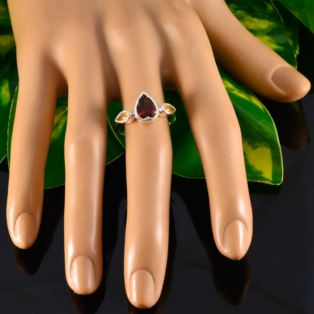 Multi Stone Trilogy Turkish Silver multicolor Gemstone Dainty Graceful Ring Jewelry