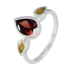 Multi Stone Trilogy Turkish Silver multicolor Gemstone Dainty Graceful Ring Jewelry