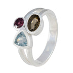 Multi Stone Trilogy Russian Sterling Silver multicolor Gems Minimal Love Ring Jewellery