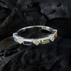 Multi Stone quarter Korean 925 Silver multicolor Gemstone Dainty Trendy Band Jewellery