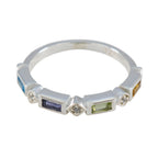 Multi Stone quarter Korean 925 Silver multicolor Gemstone Dainty Trendy Band Jewellery