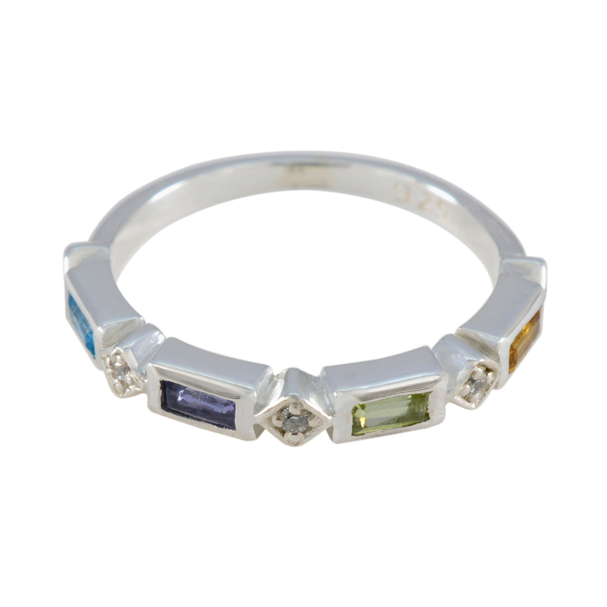 Multi Stone quarter Korean 925 Silver multicolor Gemstone Dainty Trendy Band Jewellery