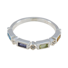 Multi Stone quarter Korean 925 Silver multicolor Gemstone Dainty Trendy Band Jewellery