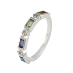 Multi Stone quarter Korean 925 Silver multicolor Gemstone Dainty Trendy Band Jewellery