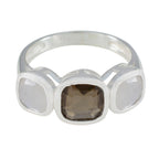 Multi Stone Trilogy French 925 Silver multicolor Gemstone Slim Sophisticated Ring Jewelry