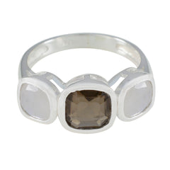 Multi Stone Trilogy French 925 Silver multicolor Gemstone Slim Sophisticated Ring Jewelry