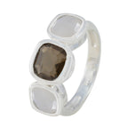 Multi Stone Trilogy French 925 Silver multicolor Gemstone Slim Sophisticated Ring Jewelry