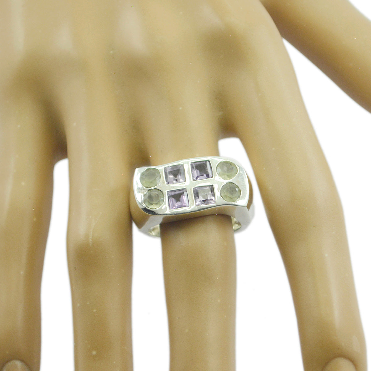 Multi Stone octa Spanish 92.5 Silver multicolor Gemstone Chunky Cocktail Ring Jewellery