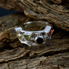 Multi Stone multiple African Silver multicolor Gemstone Versatile Cocktail Ring Jewelry
