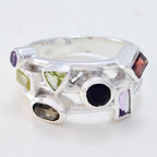 Multi Stone multiple African Silver multicolor Gemstone Versatile Cocktail Ring Jewelry