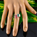 Multi Stone quarter Egyptian Silver multicolor Gems Featherlight Luxurious Ring Jewellery