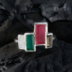 Multi Stone quarter Egyptian Silver multicolor Gems Featherlight Luxurious Ring Jewellery