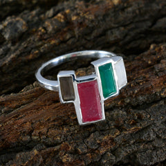 Multi Stone quarter Egyptian Silver multicolor Gems Featherlight Luxurious Ring Jewellery