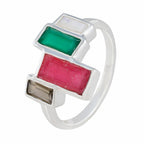 Multi Stone quarter Egyptian Silver multicolor Gems Featherlight Luxurious Ring Jewellery