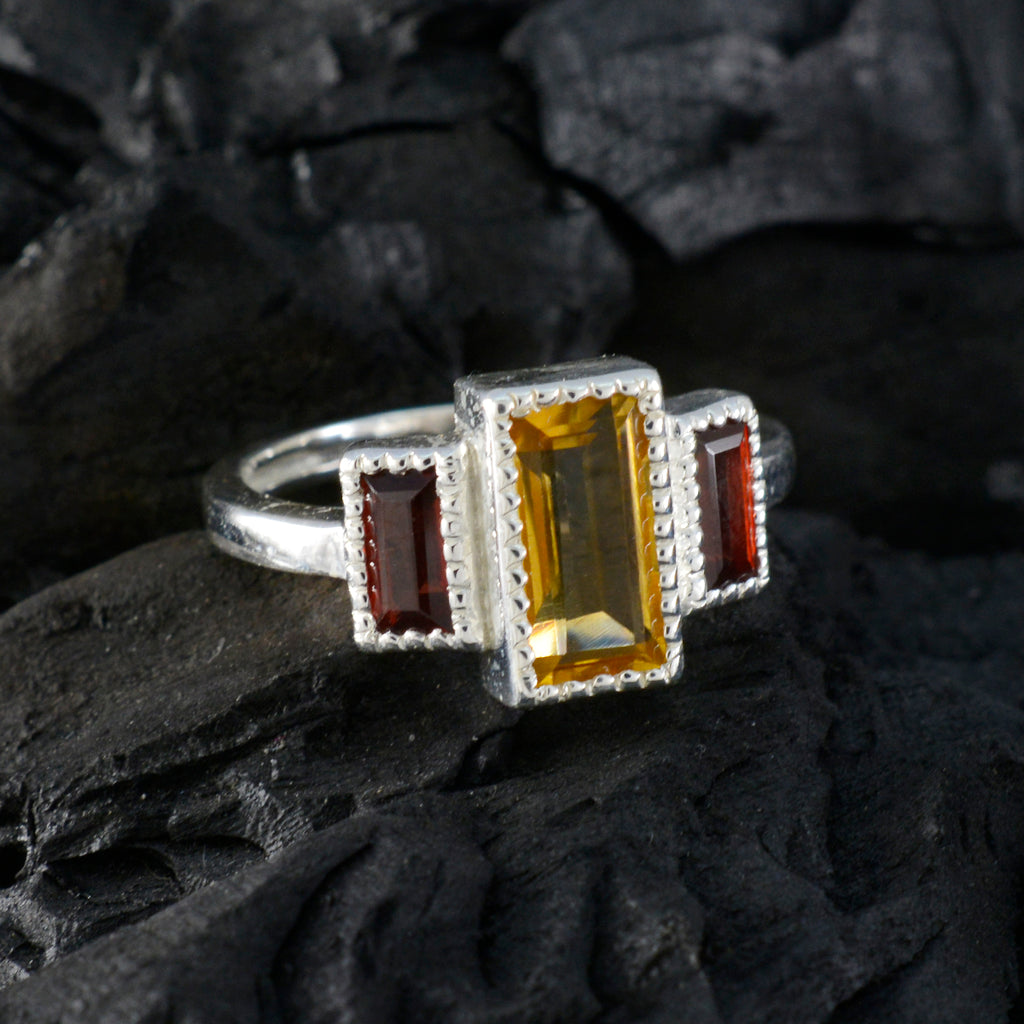 Multi Stone Trilogy French 925 Silver multicolor Gemstone Featherlight Cultural Ring Jewellery