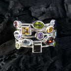 Multi Stone multiple German 925 Silver multicolor Gemstone Eye catching Cocktail Ring Jewellery