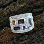Multi Stone penta Indian 925 Silver multicolor Gemstone Versatile Cocktail Ring Jewelry