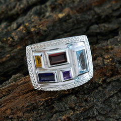 Multi Stone penta Indian 925 Silver multicolor Gemstone Versatile Cocktail Ring Jewelry