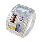 Multi Stone penta Indian 925 Silver multicolor Gemstone Versatile Cocktail Ring Jewelry