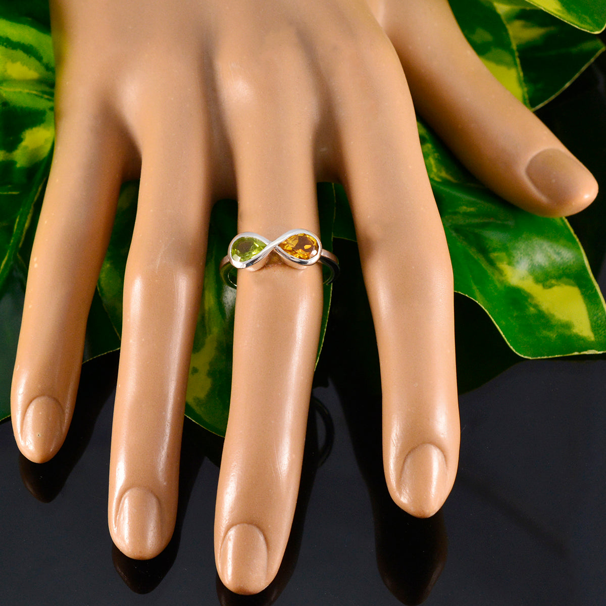 Multi Stone Toi et Moi American Sterling Silver multicolor Gemstones Dainty Boho Ring Jewelry