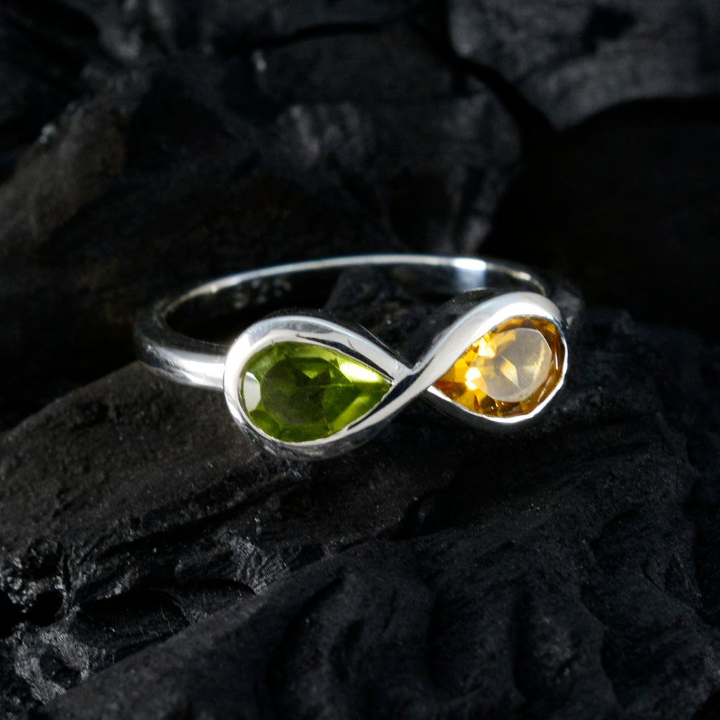 Multi Stone Toi et Moi American Sterling Silver multicolor Gemstones Dainty Boho Ring Jewelry
