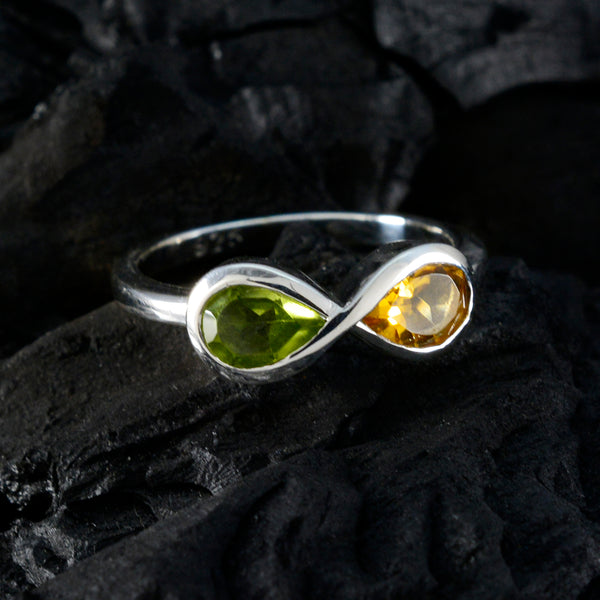 Multi Stone Toi et Moi American Sterling Silver multicolor Gemstones Dainty Boho Ring Jewelry
