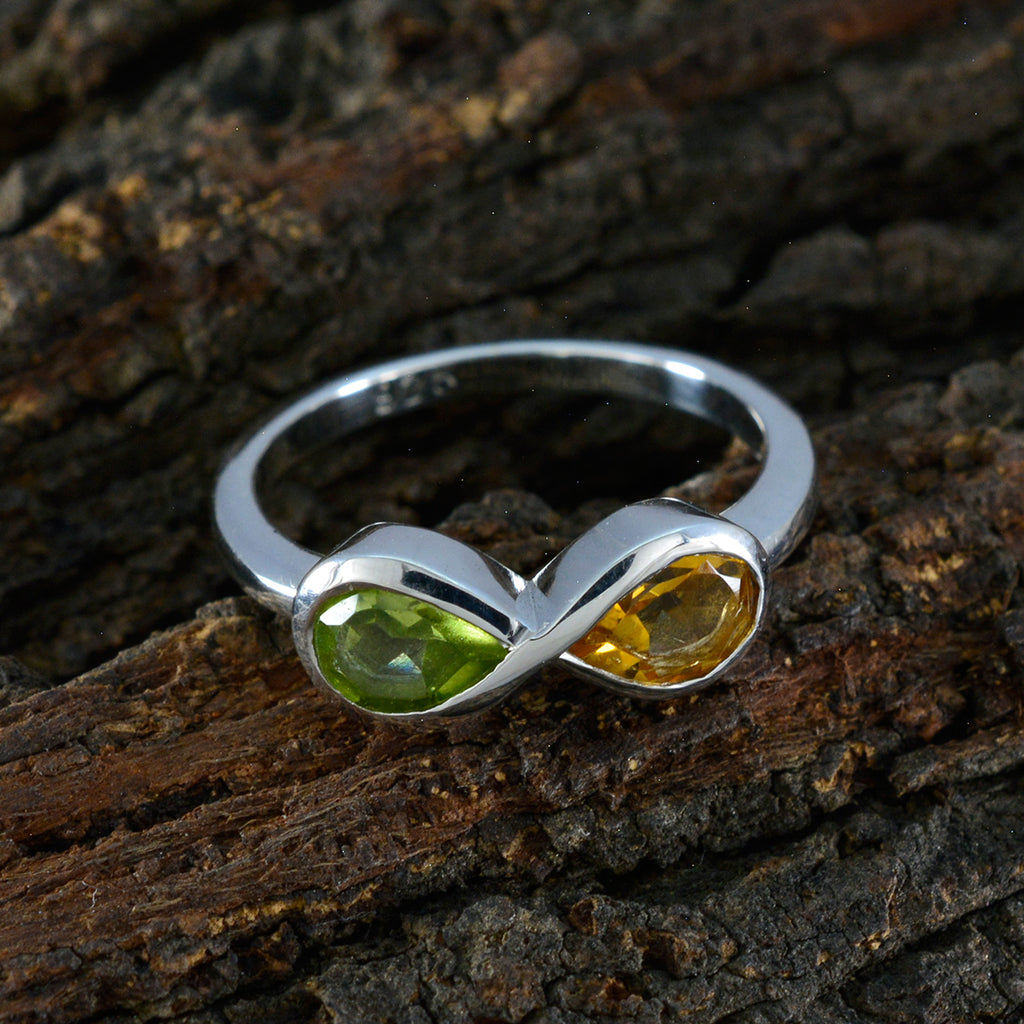 Multi Stone Toi et Moi American Sterling Silver multicolor Gemstones Dainty Boho Ring Jewelry