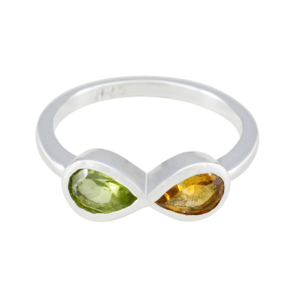 Multi Stone Toi et Moi American Sterling Silver multicolor Gemstones Dainty Boho Ring Jewelry