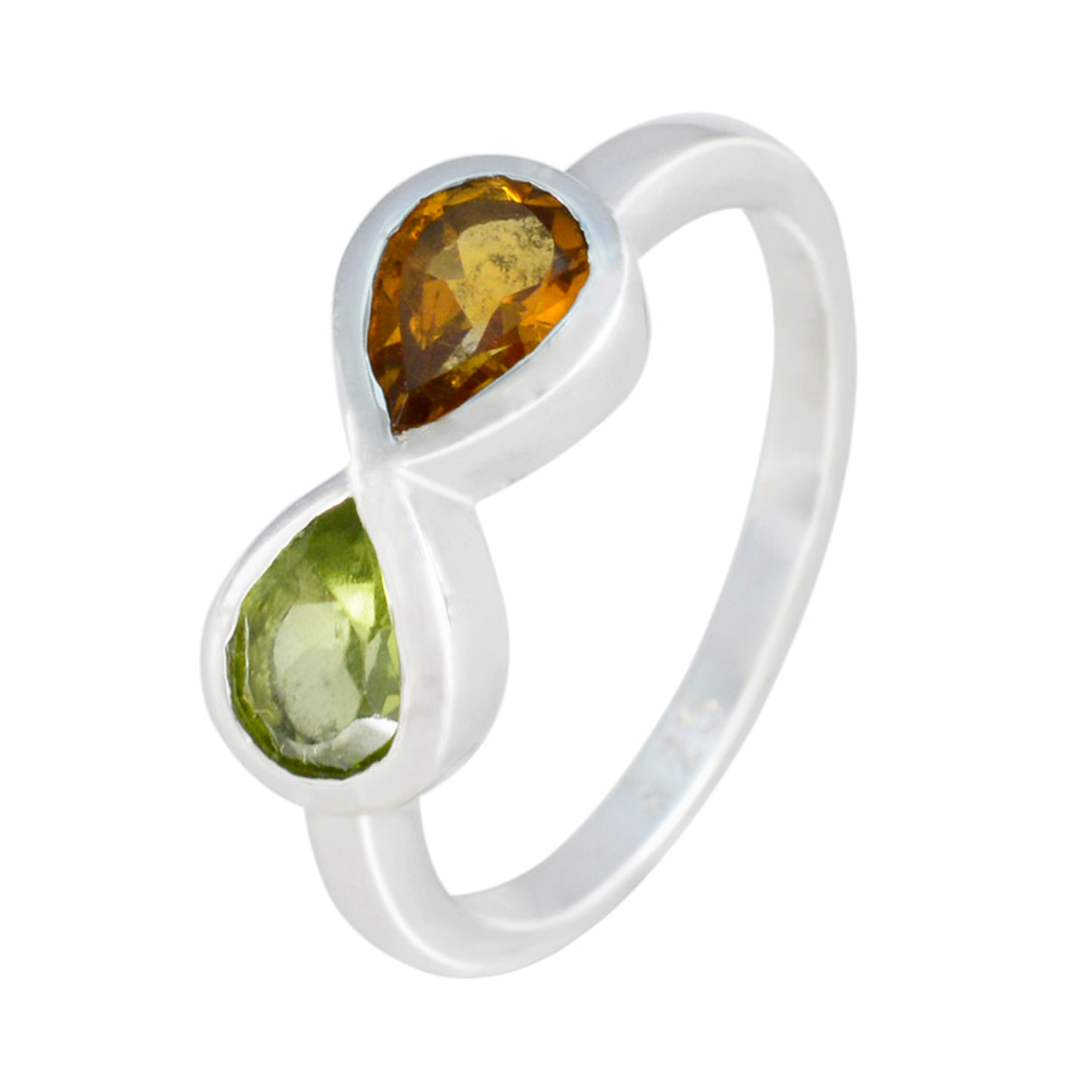 Multi Stone Toi et Moi American Sterling Silver multicolor Gemstones Dainty Boho Ring Jewelry