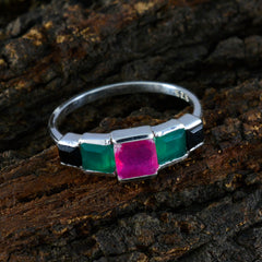 Multi Stone Penta Japanese 925 Silver multicolor Gemstone Delicate Luxurious Ring Jewelry