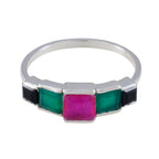 Multi Stone Penta Japanese 925 Silver multicolor Gemstone Delicate Luxurious Ring Jewelry