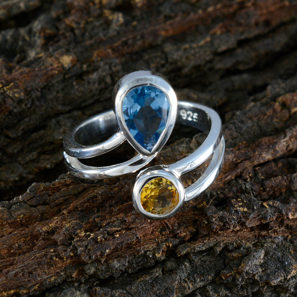 Multi Stone Toi et Moi African Sterling Silver multicolor Gemstones Tiny Boho Ring Jewelry