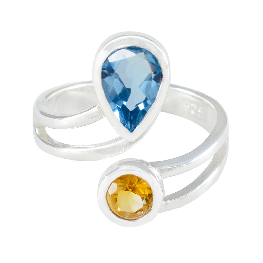Multi Stone Toi et Moi African Sterling Silver multicolor Gemstones Tiny Boho Ring Jewelry