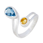 Multi Stone Toi et Moi African Sterling Silver multicolor Gemstones Tiny Boho Ring Jewelry