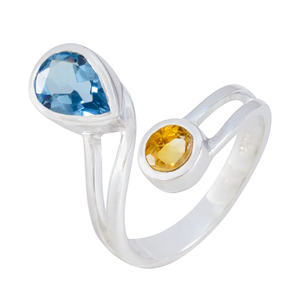 Multi Stone Toi et Moi African Sterling Silver multicolor Gemstones Tiny Boho Ring Jewelry
