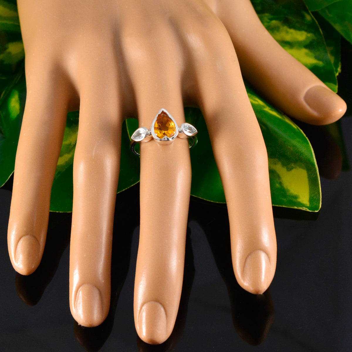 Multi Stone Trilogy American Sterling Silver multicolor Gemstones Dainty Fairytale Ring Jewellery