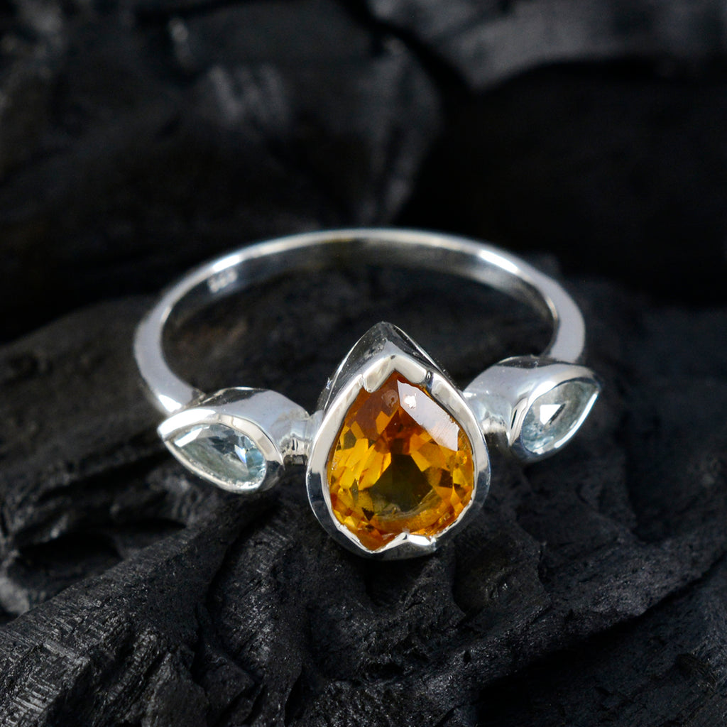 Multi Stone Trilogy American Sterling Silver multicolor Gemstones Dainty Fairytale Ring Jewellery