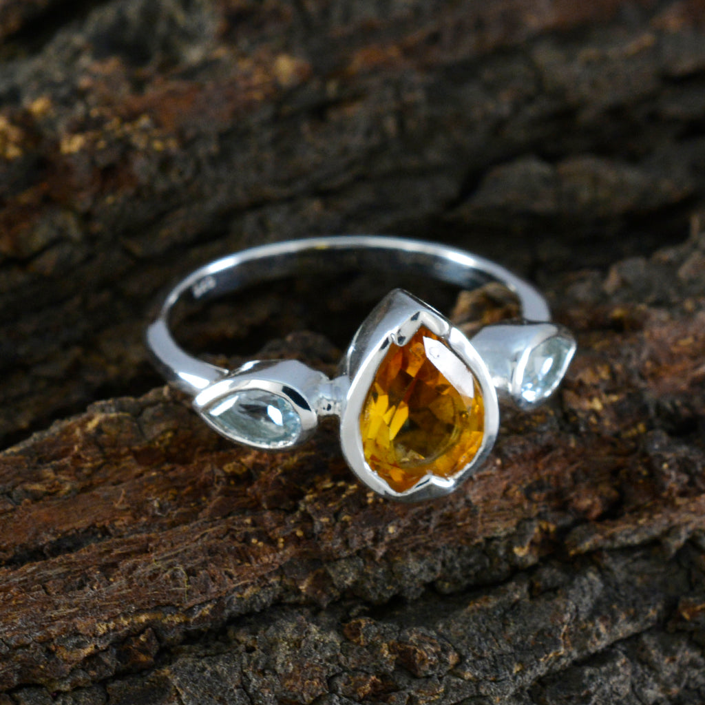 Multi Stone Trilogy American Sterling Silver multicolor Gemstones Dainty Fairytale Ring Jewellery
