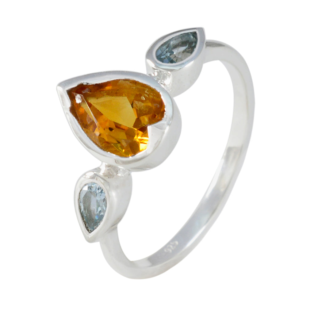 Multi Stone Trilogy American Sterling Silver multicolor Gemstones Dainty Fairytale Ring Jewellery