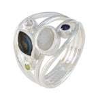 Multi Stone Penta Russian Sterling Silver multicolor Gems Eye catching Modern Ring Jewellery