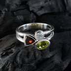 Multi Stone Trilogy Moroccan 925 Silver multicolor Gemstone Minimal Fairytale Ring Jewelry