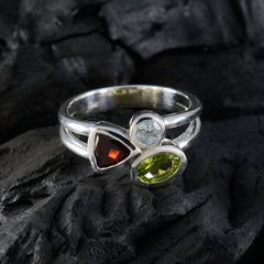 Multi Stone Trilogy Moroccan 925 Silver multicolor Gemstone Minimal Fairytale Ring Jewelry